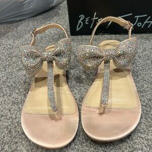 Betsey Johnson, bow crystal Sasha sandals color- champagne women’s size 8